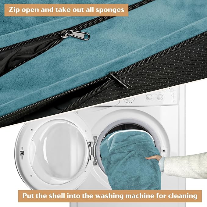 Comfort Expression Orthopedic Dog Bed for Small Dogs 24x16 Inch, Waterproof Supportive Egg Crate Foam Small Pet Bed with Removable Bolster, Dog Couch with Washable Cover & Non-Slip Bottom, Washed Blue