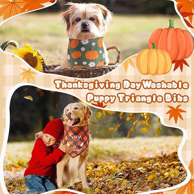 200Pcs Fall Dog Bandanas Bulk Thanksgiving Scarf for Dogs Costume Accessories Pet Triangle Kerchief Bibs Outfit Holiday Washable Scarves Bandanas Pet Shops Grooming for Girl and Boy