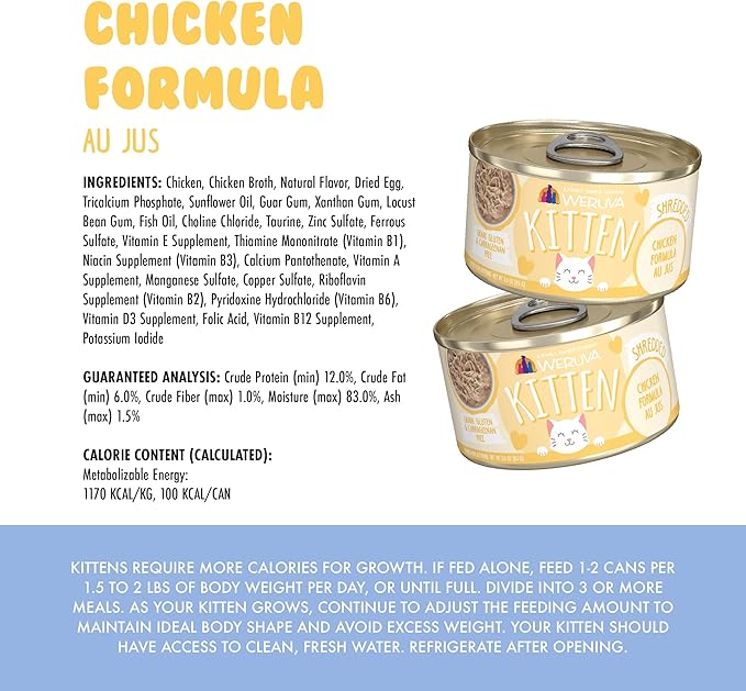 Weruva Kitten, Chicken Formula Au Jus, 3oz Can (Pack of 12)