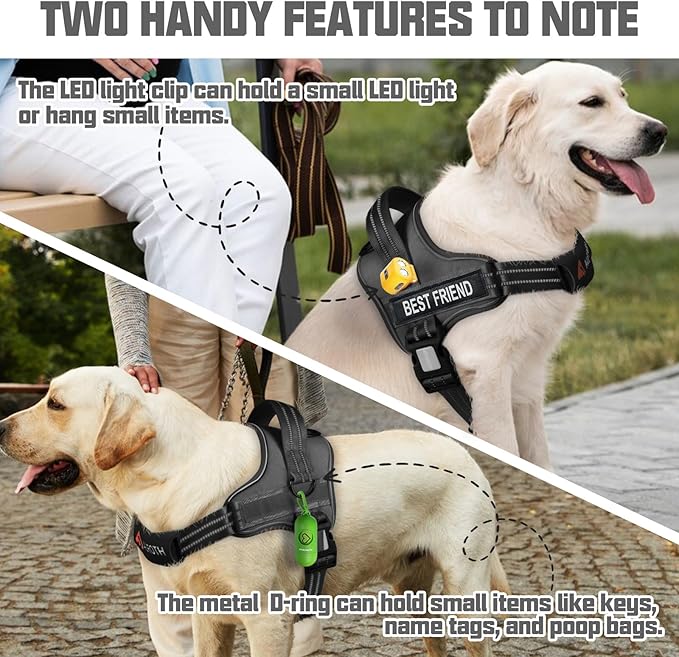 AUROTH Dog Harness No Pull Soft Padded Service Dog Vest, No Choke, Easy On Pet Vest with Handle, Adjustable Reflective Dog Harness for Small, Medium and Large Dogs, Easy Walking and Training