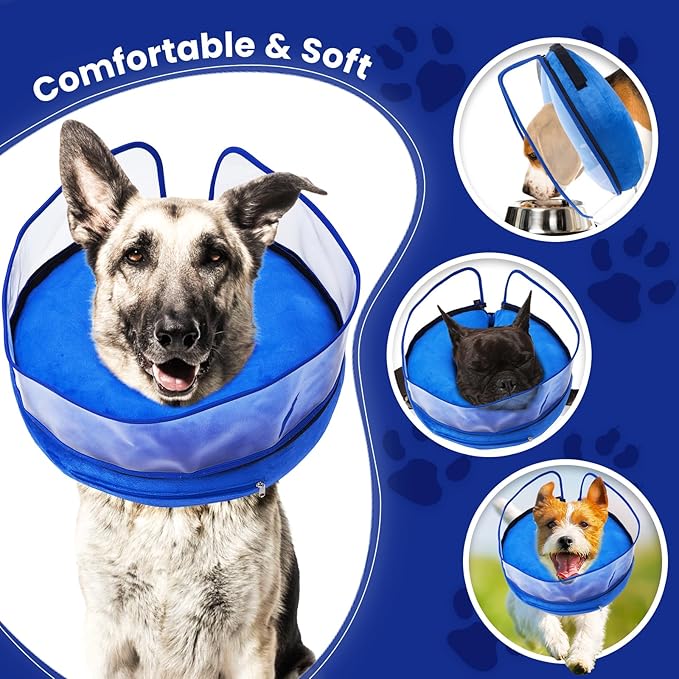 BARKLESS Dog Cone, Inflatable Dog Cone After Surgery for Small Medium Breeds, Soft Surgery Collar with Enhanced Anti-Licking Guard Shield for Pets, Patented Protective Donut Collar