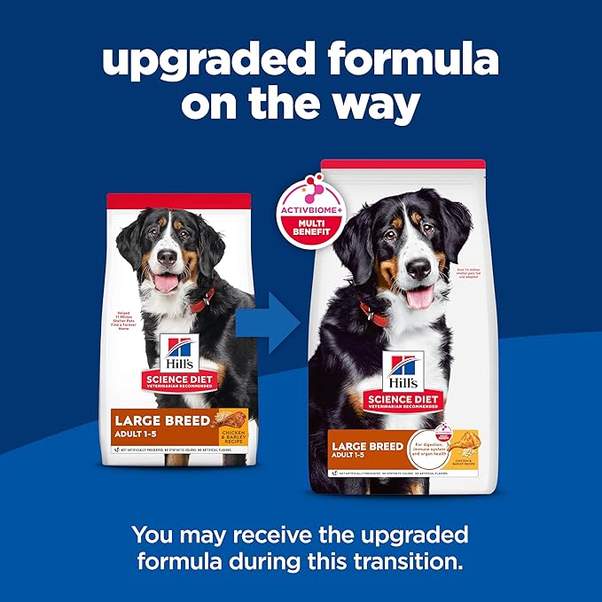 Hill's Science Diet Large Breed Adult Dry Dog Food 1-5, Quality Protein for Joint Support & Lean Muscles, Chicken & Barley, 35 lb. Bag