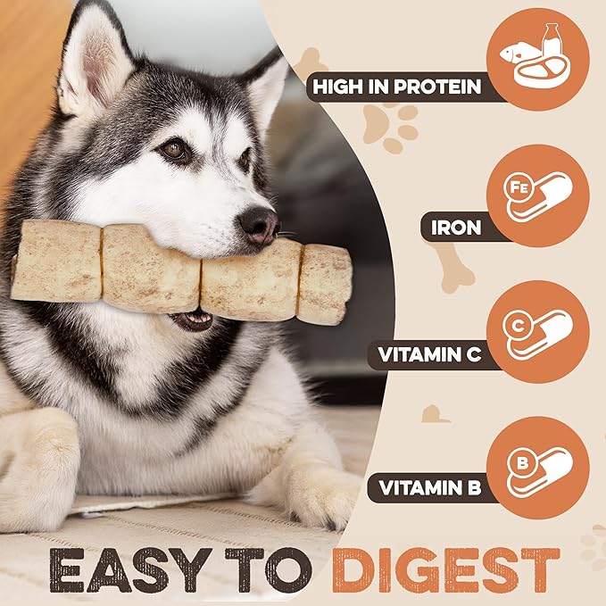 Premium Beef Cheek Rolls for Dogs 5-7" - (3-Pack), Peanut Butter Flavored Long Lasting, Safe & Natural Rawhide Alternative Chews, Ideal for Large Dogs & Aggressive Chewers, Supports Dental Health