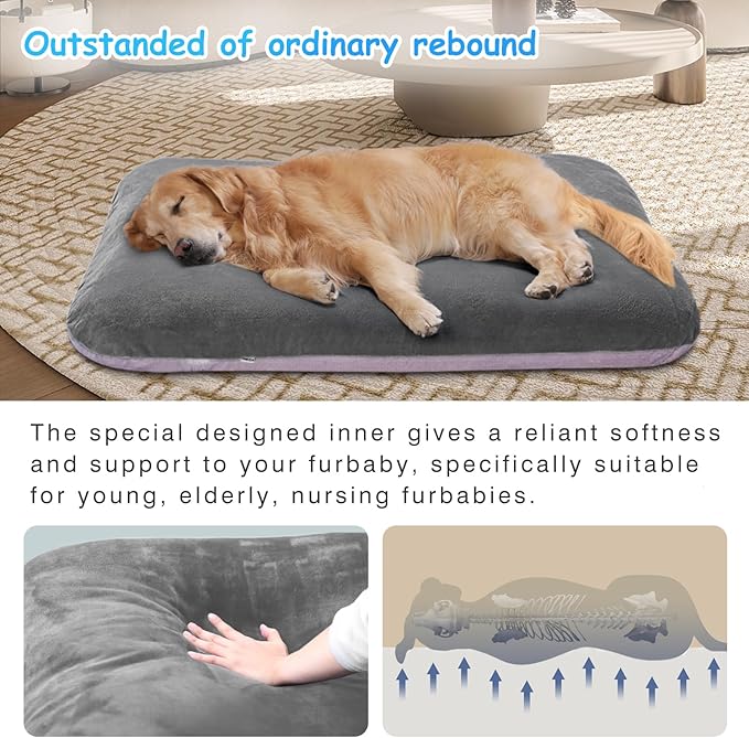 Magic Dog Super Soft Medium Dog Bed, 32 Inches Orthopedic Foam Pet Beds with Anti Slip Bottom, Dog Sleeping Mattress with Removable and Washable Cover, Grey M,32'' X 24'' X 3''