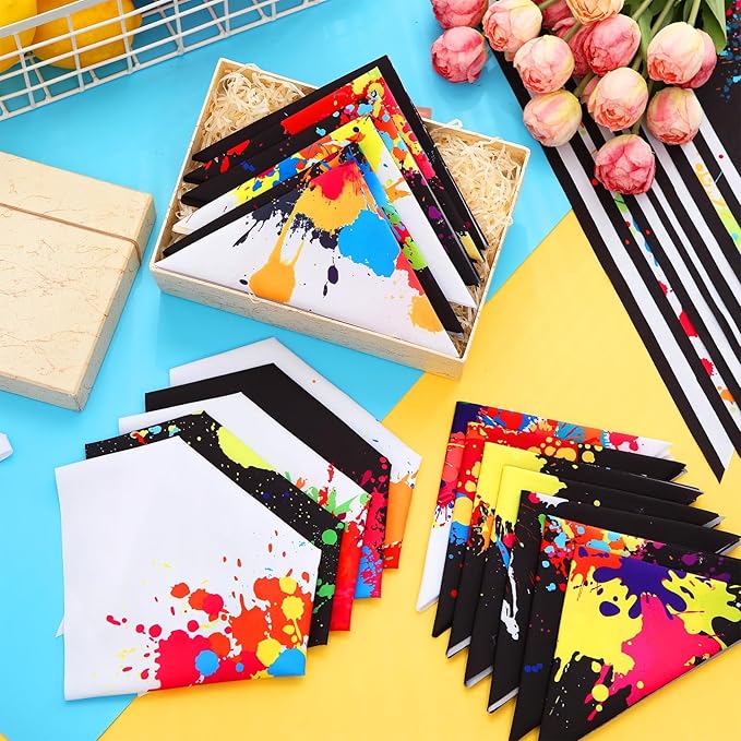 Reginary 72 Packs 4th of July Dog Bandanas Bulk America Flag Patriotic Pet Bandanas Triangle Scarf Bibs Adjustable Dogs Bandana for Pet Independence Day(Ink Splash Pattern)