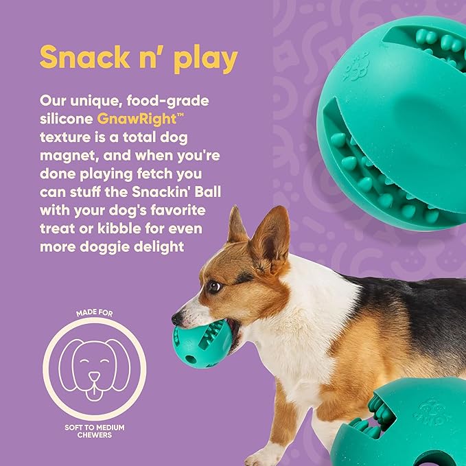 Yomp Snackin' Fillable Dog Toy – Stuffable, Interactive Treat Dispensing Chew Toy for Soft and Medium Chewers - Made of Pet-Safe, Non-Toxic Silicone