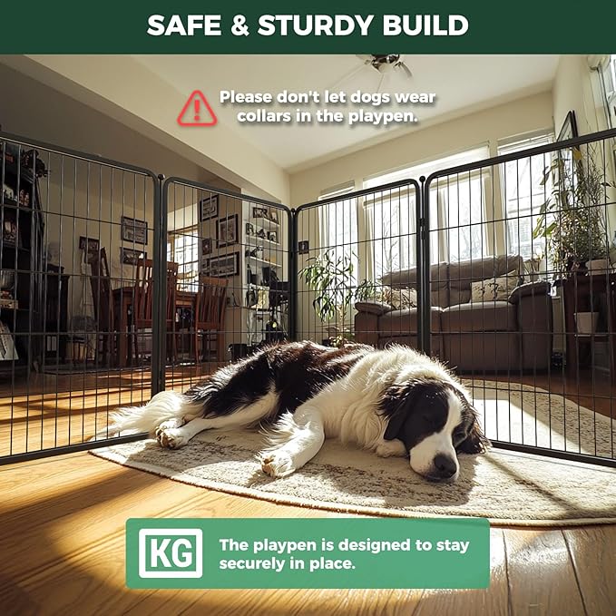 FXW Homeplus Unleashed Indoor Dog Playpen - Stress-Free and Safe Play, Heavy Duty 40 Inch 6 Panels Dog Pen for Medium and Large Dogs, Black│Patented