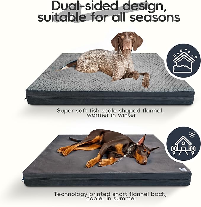 Sytopia Washable Indestructible 42" Dog Bed for Large Dogs – Double-Sided Plush, Chew Proof, Waterproof, Thick Orthopedic Support, Durable Multi- Size Comfort Clearance Indoor Flat Dog Bed