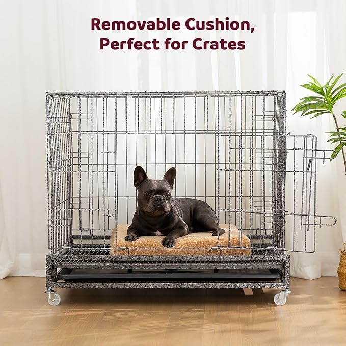 Cooling Orthopedic Dog Bed for Small Dogs, Puppies & Cats - Fluffy Comfort Pet Bed w/Memory Foam, Dog Pillow, Non-Slip Bottom & Durable Zipper. Crate Pad w/Chew Proof, Washable & Waterproof Cover