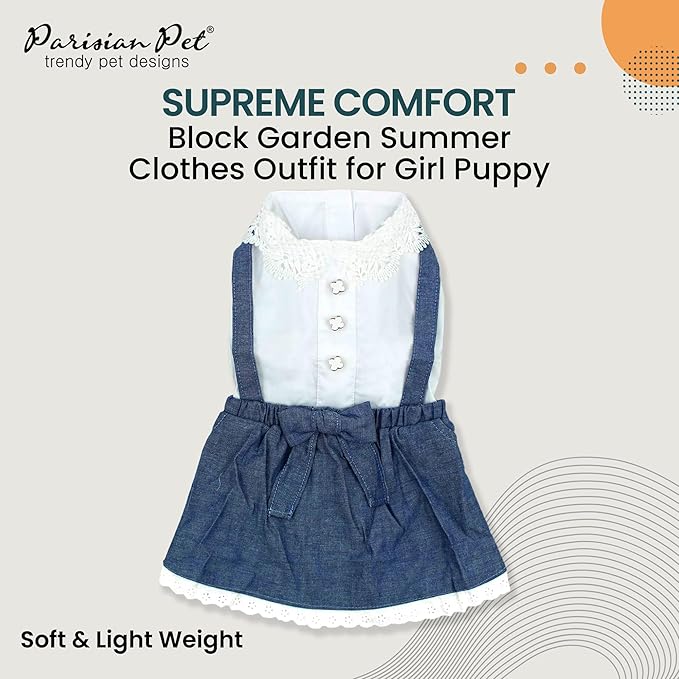 Parisian Pet Chambray Overall Dress - Lightweight and Fashionable Summer Clothes for Large Dogs - Sleeveless Overalls Girl XL