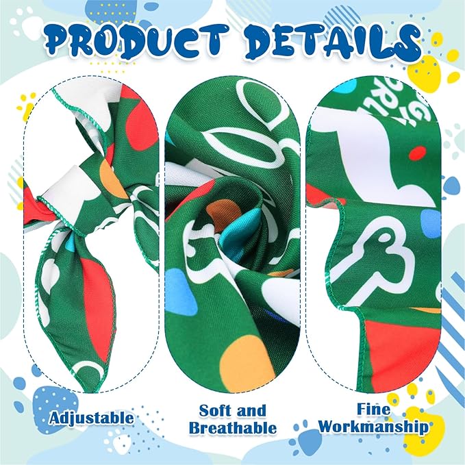 30Pcs Dog Bandanas Bulk Adjustable Washable Triangle Pet Bandanas Cartoon Bone Paw Print for Small Medium Large Dogs Grooming Daily Wear Birthday Party