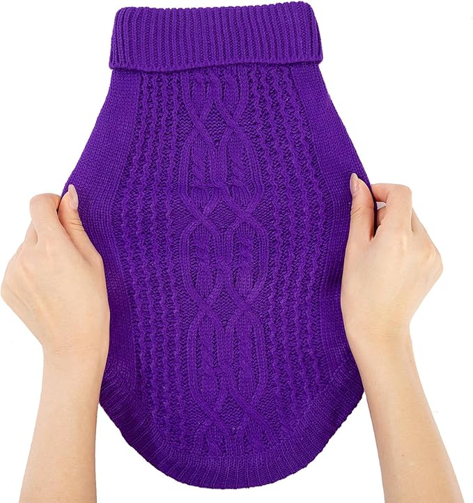 Stretchy Cat Sweater - 17 Colors & 6 Sizes | Snug Winter-Ready Knit for Boy/Girl Cats & Kittens(Deep Purple, X-Small)