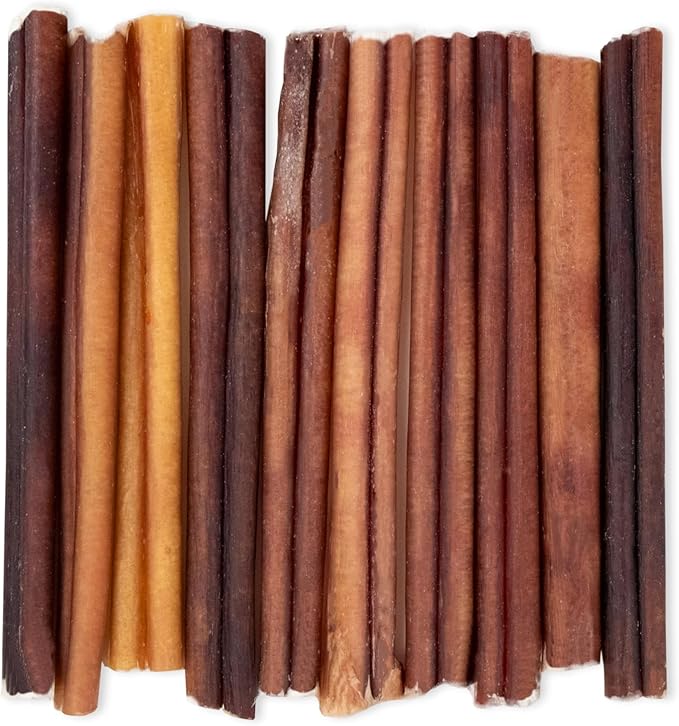 GigaBite Single Ingredient All Natural Free Range Bully Treats and Chews - Bully Sticks/Bladder Sticks/Beef Esophagus by Best Pet Supplies - Bully Sticks (Regular 6"), Pack of 10