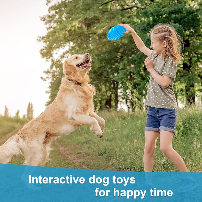 Tough Squeaky Dog Toys for Aggressive Chewers, Indestructible Dog Balls for Aggressive Chewers, Interactive Squeaky Balls for Dogs to Busy, Rubber Aggressive Chew Toys for Boredom