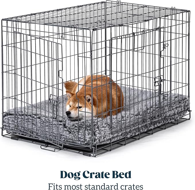 Stoutwool 4" Indestructible Dog Bed - Orthopedic Chew Proof Dog Crate Pad - Fluffy Kennel Mat for Aggressive Chewers - Ideal for Medium Breeds & Fits 30-Inch Crate - 29"x18", Charcoal