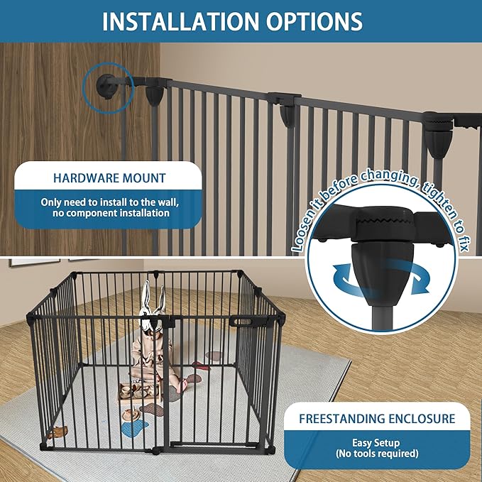 BalanceFrom Easy Walk-Thru Safety Gate for Doorways and Stairways with Auto-Close/Hold-Open Features, 36-Inch Tall, 205-Inch Wide, Graphite