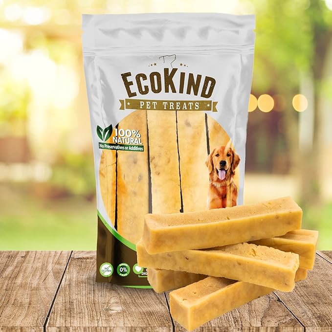 EcoKind Premium Gold Yak Cheese Himalayan Dog Chews, Dog Treats Large Breed, All Natural, High Protein Dog Chew, Peanut Butter, Large - 5 Chews