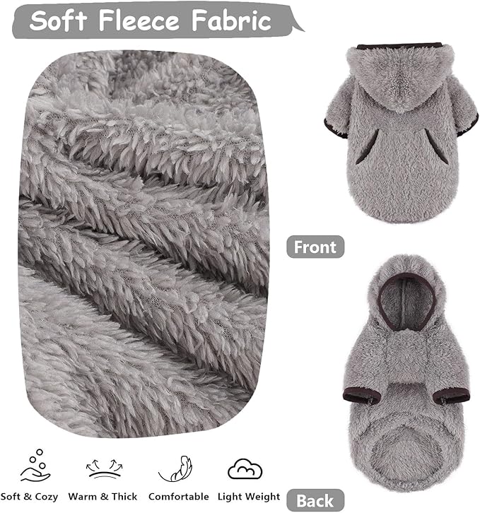 Dog Sweater Dog Winter Clothes for Small Dogs Boy Girl Pet Hoodies Puppy Cold Weather Coats Fall Doggie Sweatshirt for Chihuahua Yorkie Cat Sweater Costumes (Grey, Medium)