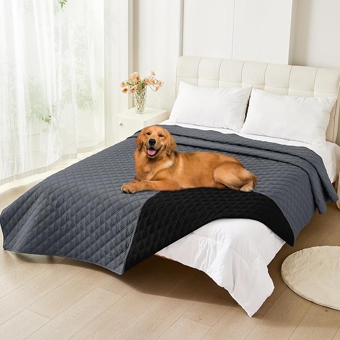 Smiry Waterproof Dog Blanket, Reversible Dog Bed Cover Pet Blanket, Soft Pet Couch Covers for Sofa Washable, Bed Couch Sofa Furniture Protector for Puppy Cat Kids (82"x120", Dark Grey/Black)