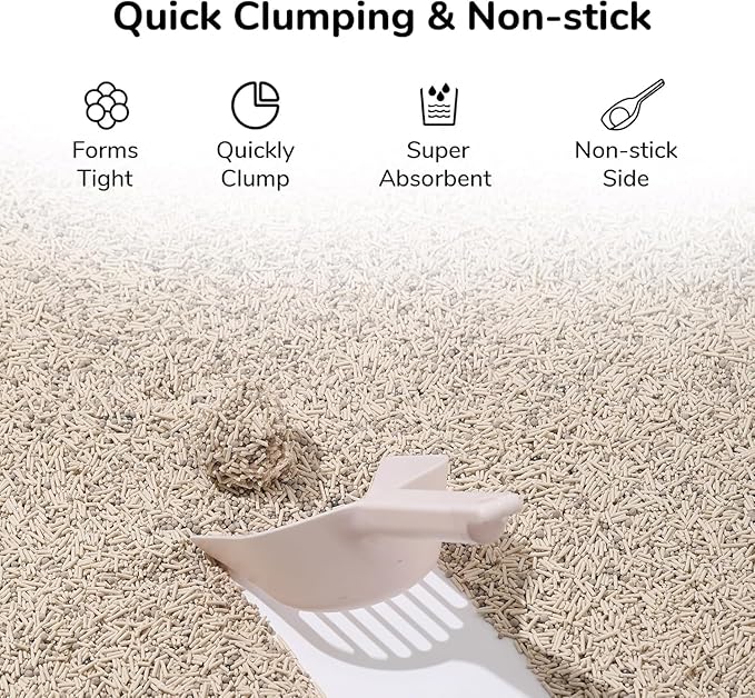 FUKUMARU Mixed Tofu Cat Litter, Strong Clumping Cat Litters, Effective Oder Control, Dust Free and Ultra Absorbent Flushable Bentonite White Tea Cat Litter, Direct to Toliet, 12 LB(2 Packs)