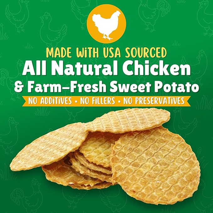 Lucky Premium Treats Chicken & Sweet Potato Lucky Chips for Dogs – Healthy Chicken Dog Treats Made in USA – 2 Ingredient Chicken Jerky Dog Treats – 12 oz Bag