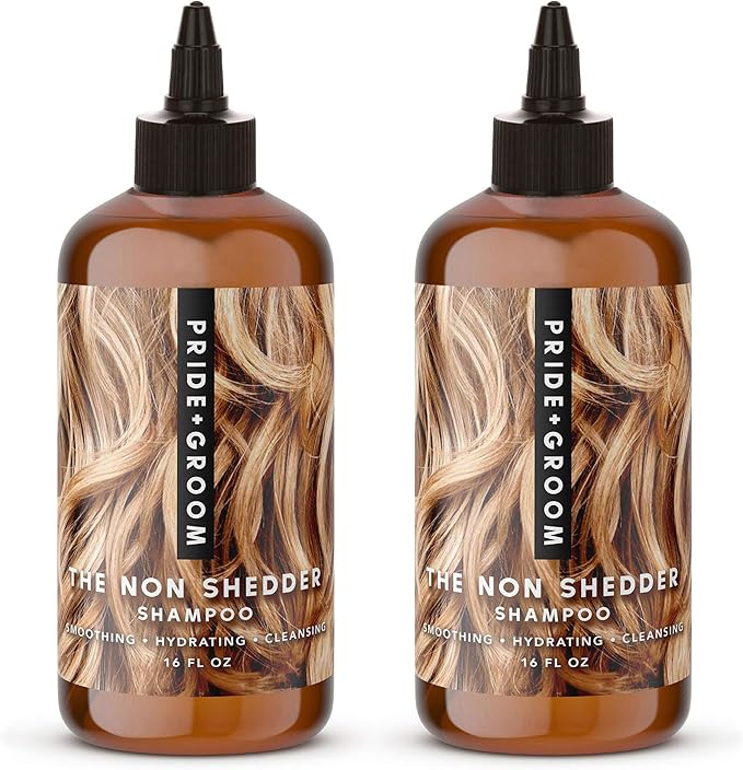 Pride and Groom The Non Shedder | Dog Grooming Shampoo for Doodles and Dogs That Do Not Shed | Tearless All Natural Body Wash with Coat-Specific Ingredients That Enhance Shine – 16oz (Pack of 2)
