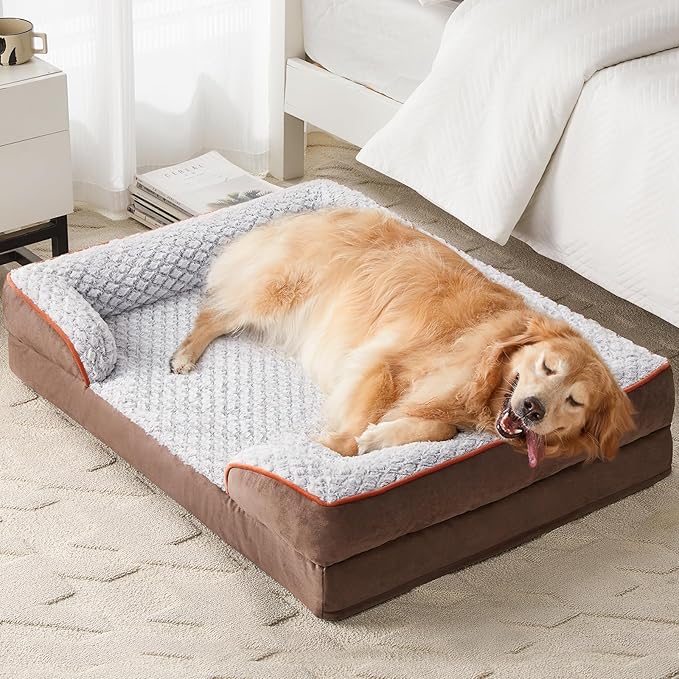Orthopedic Dog Bed for Extra Large Dogs, Egg Crate Foam Bed for Extra Large Dogs, Equipped with Removable Waterproof Pillow Cover and Anti-Slip Bottom, Pet Bed