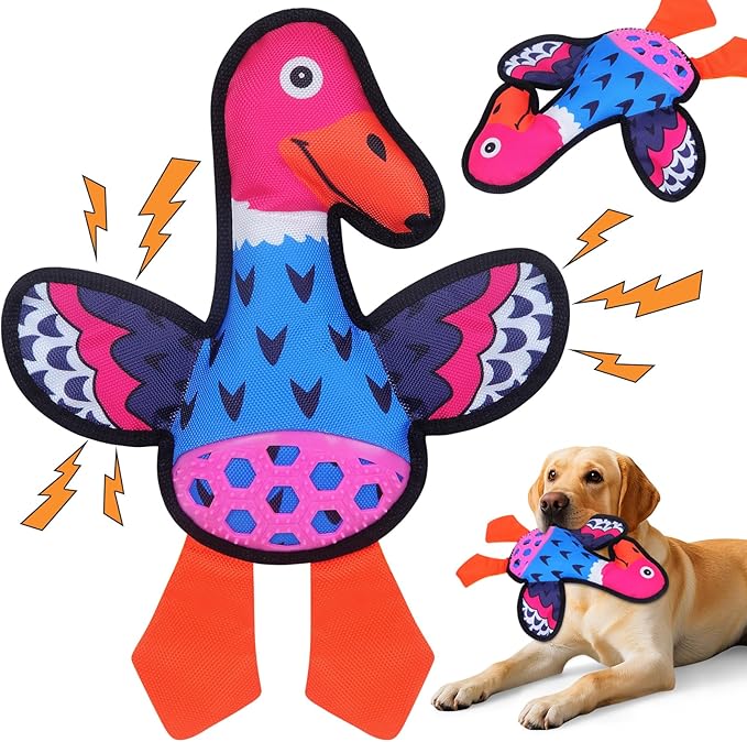 Squeaky Dog Toys,Crinkle Dog Toy,Colorful Absurd Duck Dog Toys,Interactive Dog Toy,Fun for Indoor Puppies,Chewing and Play(Blue)