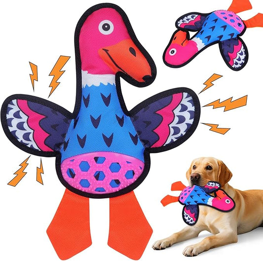 Squeaky Dog Toys,Crinkle Dog Toy,Colorful Absurd Duck Dog Toys,Interactive Dog Toy,Fun for Indoor Puppies,Chewing and Play(Blue)