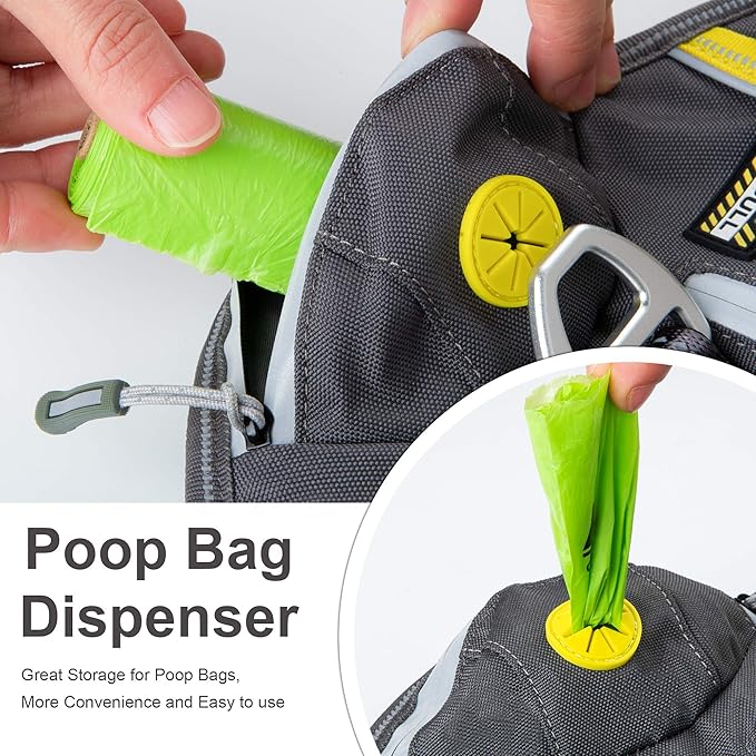 Fida Dog Harness, Multi-Functional No-Pull Pet Vest Harness with Saddle Bags Backpack, Front Leash Clip, Adjustable Soft Padded Reflective No-Choke Dog Vest Heavy Duty for Large Dog, L, Black