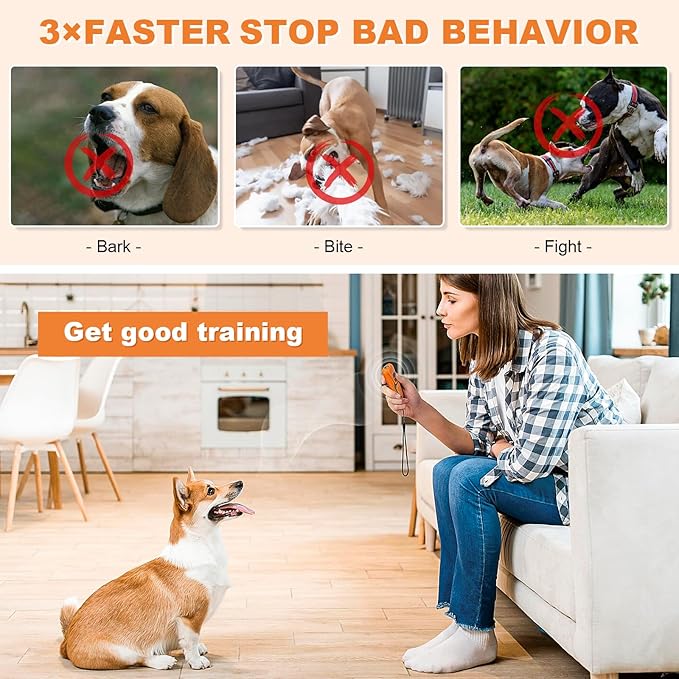 Dog Bark Deterrent Devices, Ultrasonic Anti Barking Device for Dogs, Up to 50FT Long Range Rechargeable Bark Control Safe for Dogs & Human Portable Indoor Outdoor, Dog Training & Behavior Aids