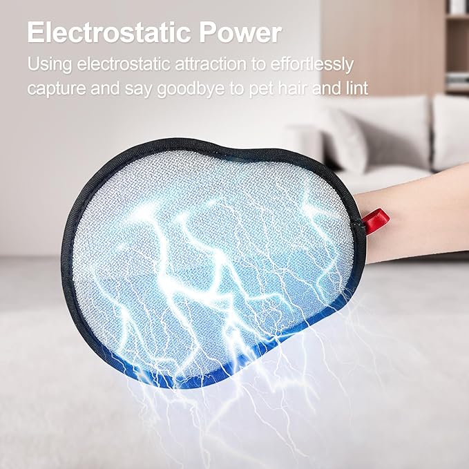 Pet Hair Removal Glove - Magic Brush Electrostatic Mitt for Dogs & Cats, Reusable Grooming Gloves - Dog Hair Remover Tool with 5-Finger Design for Couch, Carpet, Furniture, Laundry & Clothing
