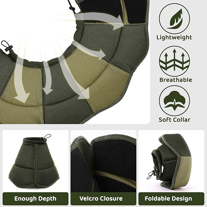 SUNFURA Dog Cone - Soft Cone for Dogs to Stop Licking, Pet E-Collar Alternative After Surgery, Adjustable Pet Recovery Collar for Wound Healing, Army Green Medium