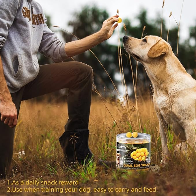 Freeze Dried Cat and Dog Treats Quail Egg Yolk, Healthy Tasty Snacks for Cats Dogs Training, Natural Freeze-Dried Limited Ingredient,Wholesome and Delicious Snacks for Pets (M, Egg)