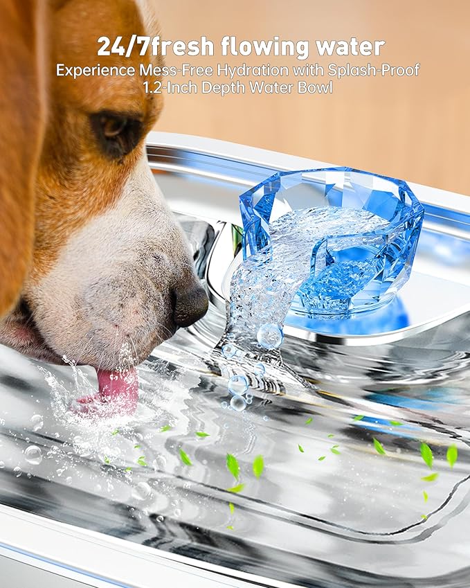 Stainless Steel Dog Water Fountain,3 Gallon Large Pet Water Fountains for Dogs and Cats, 12L /422oz Dog Water Bowl Dispenser w/Filter Drinking Bowls Indoor, Cat Founatin Quiet Pump, Easy to Use