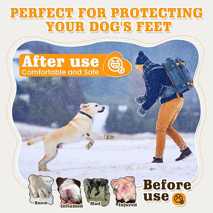 DcOaGt Dog Shoes Large Size Dogs,Mesh Breathable Dog Boots & Paw Protectors for Hot Pavement Summer Winter Snow, 360°Anti-Slip Dog Booties with Reflective Strips for Hiking/Walking,Khaki 4PCS(Size 6)