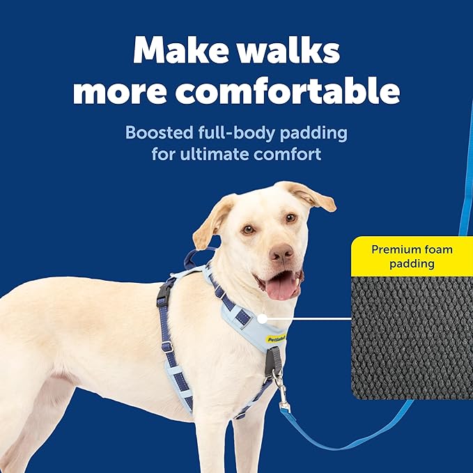 PetSafe Easy Walk Comfort No-Pull Dog Harness - Better Walk Training Harness - Full Body Padded Design - Durable Fabric - 5 Point Adjustable Fit - Everyday Leash Training - Blue - Large