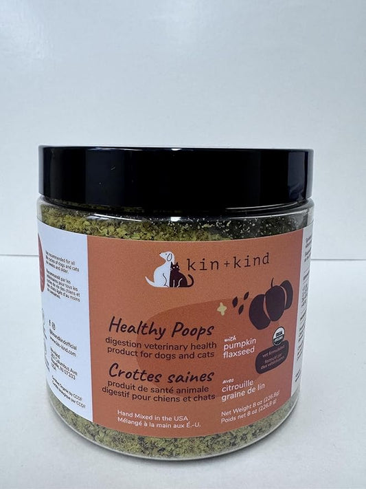 kin+kind Organic Fiber for Dogs&Cats - Pumpkin Boost for Healthy Poops - Digestive Health - Flax Seed, Ginger, Turmeric and Coconut - Made in USA - Bundle (3 x 8 oz)