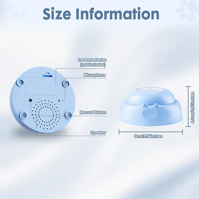 Recordable Dog Buttons, Loud 30-sec Voice Recording Buttons, Pet, Dog, Cat Buttons for Communication, Training and Talking Buttons for Small Dogs, with Training Manual, and Stickers, 2 Buttons