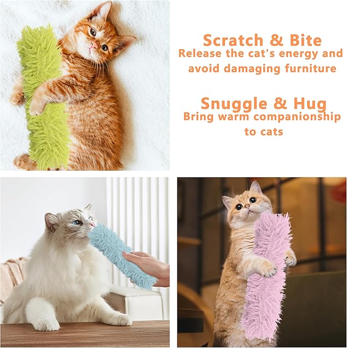 3 Pack Soft and Durable Cat Pillows, Rich Color Catnip Toys - Indoor Interactive Cat Kicker Toys for Cats (Green Set)