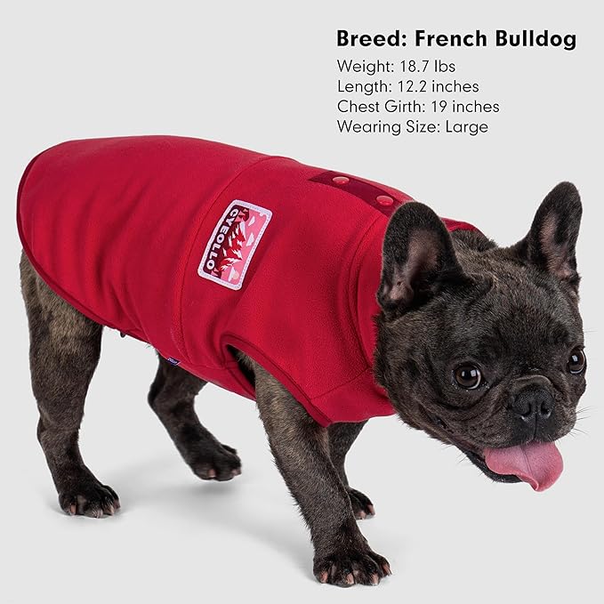 cyeollo 2XL Fleece Dog Sweater, Stretchy Pullover Fleece Vest with Turtleneck Dog Sweatshirt Warm Winter Clothes for Medium to Large Dogs Boy Girl Pet Apparel, Red XXL