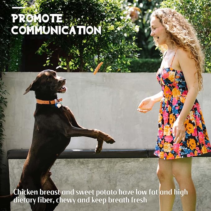 ASMPET Dog Treats Chews, Chicken Wrapped Sweet Potato Strips, Gluten & Grain Free Dog Snacks for Training Rewards 10.6 oz