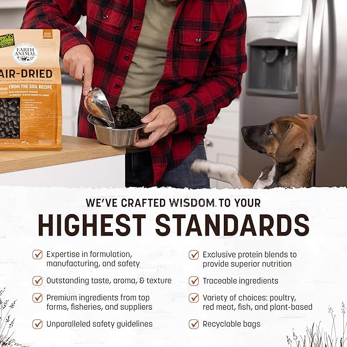 Earth Animal Wisdom Air-Dried from The Soil Recipe Insect-Based Dog Food, 8 lb. Bag