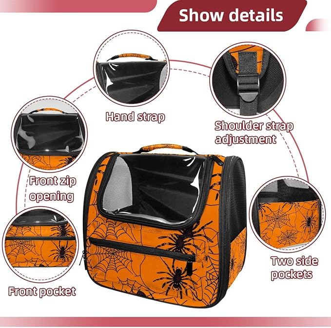 Spider Web 2 Cat Carriers Dog Carrier Pet Carrier with Locking Safety Zippers for Cats, Kitties, Puppies and Small Dogs