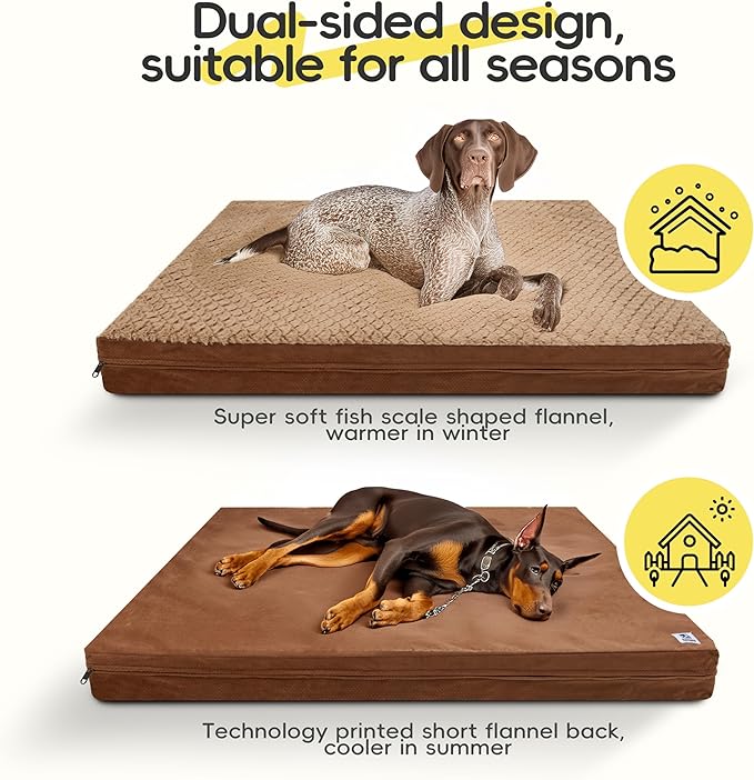 Sytopia Washable 44" Dog Bed for Large Dogs – Double-Sided Plush, Waterproof, Removable Cover, Thick Orthopedic Support, Durable Multi- Size Comfort Clearance Indoor Flat Dog Bed