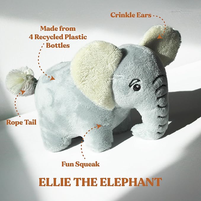 Dog Toys | Plush Toy Elephant Stuffed Animal for Dogs | Medium Eco Friendly Toy - Easy to Clean and Made from Non Toxic Materials