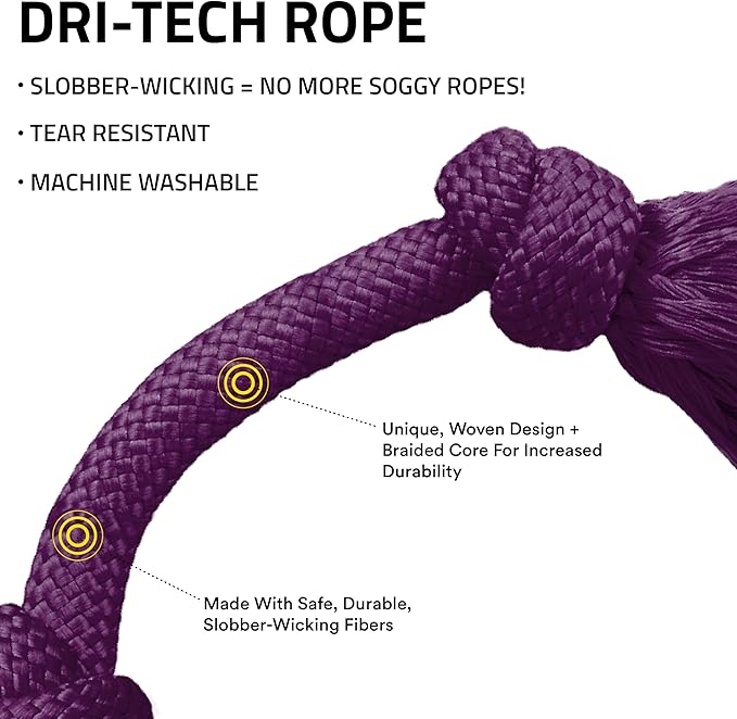 Playology Dog Toys | Dri-Tech Rope Toy Tug of War Rope for Aggressive Chewers | Jumbo Bacon Scented Toy - Easy to Clean and Made from Non Toxic Materials