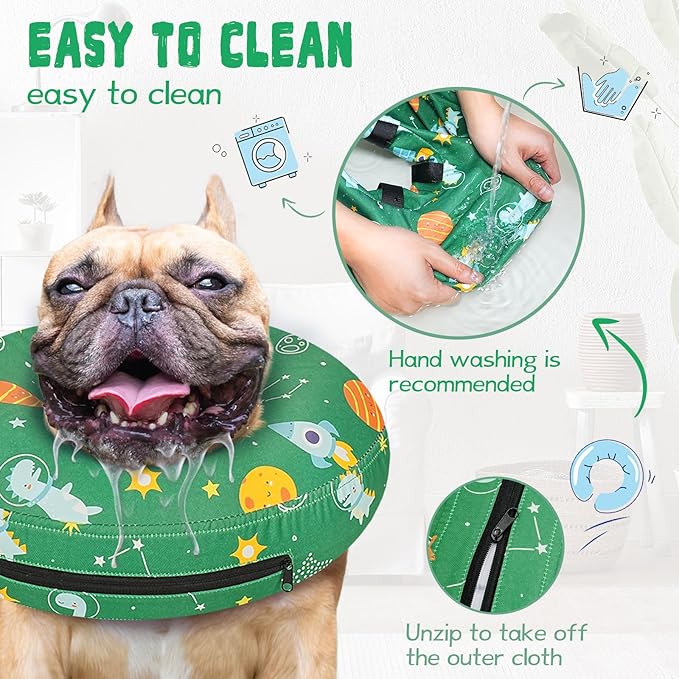 Inflatable Dog Cone Collar for After Surgery, Dog Donut Collar After Surgery, Soft Pet Cone for Small Medium Large Dogs to Stop Licking