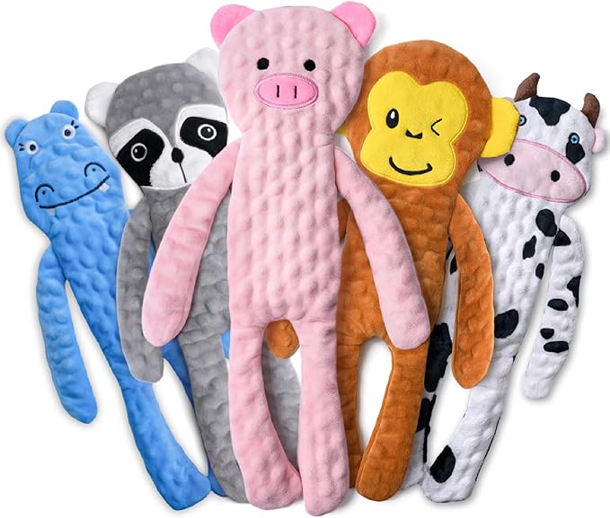 SHARLOVY No Stuffing Dog Toys Squeaky for Large Dogs, Crinkle Puppy Teething Toys to Keep Them Busy, Plush Interactive Doggie Long Lasting Chews for Aggressive Chewers