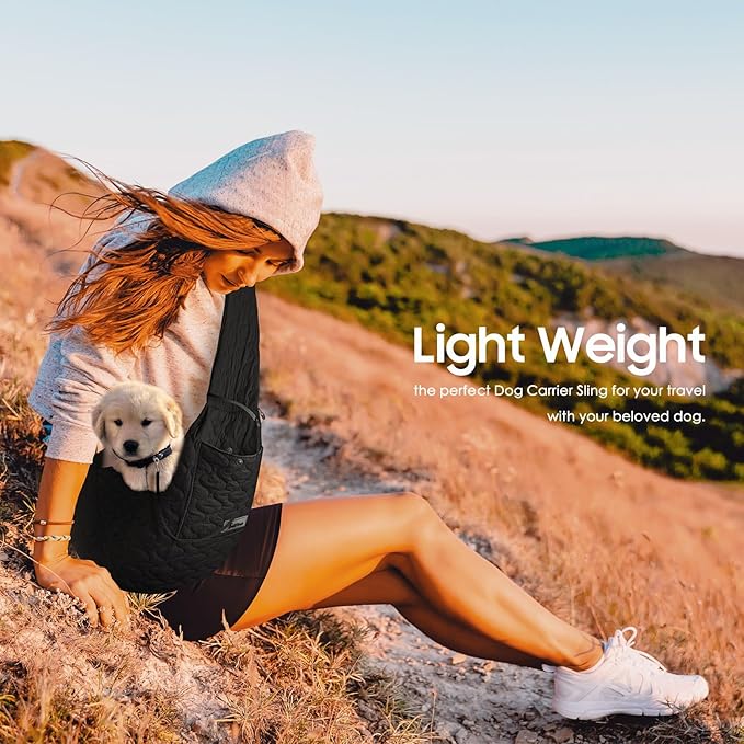 Dog Sling for Small Dogs, Front Dog Sling Carrier, Padded Adjustable Pet Soft Carrier with Adjustable Shoulder Strap, Travel Safety Harness Machine Washable for Small Cats Puppy Outdoor